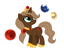 Size: 1280x1057 | Tagged: safe, artist:tenderrain46, derpibooru import, applejack, princess luna, oc, alicorn, earth pony, pony, unicorn, crown, female, jewelry, magical lesbian spawn, mare, offspring, parent:applejack, parent:princess luna, parents:lunajack, regalia, simple background, transparent background