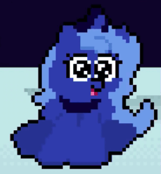 Size: 505x547 | Tagged: safe, artist:2snacks, derpibooru import, edit, princess luna, alicorn, pony, animated, cropped, cute, female, filly, get stick bugged lol, gif, lunabetes, mare, meme, moon, perfect loop, pixel art, solo, space, woona, younger