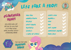 Size: 3507x2480 | Tagged: safe, derpibooru import, fluttershy, pegasus, pony, my little pony: pony life, activity sheet, badge, challenge, my little pony logo, official, scavenger hunt, text, trial trotters