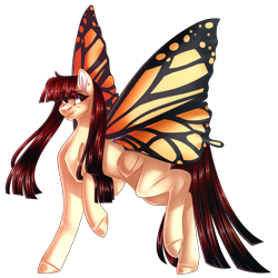 Size: 2568x2568 | Tagged: safe, artist:saltycatt, derpibooru import, oc, oc only, oc:lucia, earth pony, pony, butterfly wings, female, mare, simple background, solo, transparent background, wings