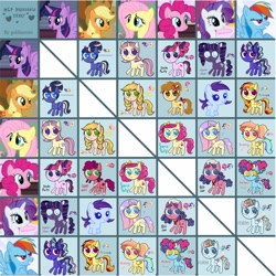 Size: 1024x1024 | Tagged: safe, artist:cailene, derpibooru import, applejack, fluttershy, pinkie pie, rainbow dash, rarity, twilight sparkle, twilight sparkle (alicorn), alicorn, earth pony, pegasus, pony, unicorn, mane six, shipping