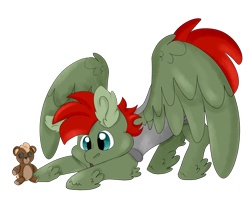 Size: 2500x2000 | Tagged: safe, artist:euspuche, derpibooru import, oc, oc only, oc:jet lag, pegasus, commission, plushie, simple background, solo, teddy bear, transparent background