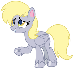 Size: 1024x962 | Tagged: safe, artist:emeraldblast63, derpibooru import, derpy hooves, pegasus, pony, my little pony: pony life, female, food, g4.5 to g4, mare, muffin, redesign, simple background, smiling, solo, transparent background, vector