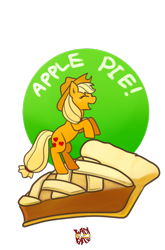 Size: 430x651 | Tagged: safe, artist:norang94, derpibooru import, applejack, earth pony, pony, apple, apple pie, appletini, cute, eyes closed, female, food, jackabetes, mare, micro, open mouth, pie, ponies in food, profile, rearing, simple background, solo, transparent background