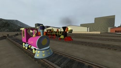 Size: 1360x768 | Tagged: safe, artist:conrail15, derpibooru import, 3d, 4-4-0, barely pony related, comparison, friendship express, game screencap, gmod, railroad, steam locomotive, train