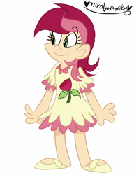 Size: 753x980 | Tagged: safe, artist:mirabuncupcakes15, derpibooru import, roseluck, human, clothes, dress, female, flats, humanized, mary janes, shoes, simple background, solo, white background