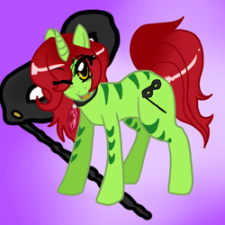 Size: 1024x1024 | Tagged: safe, artist:demonnyuu, derpibooru import, oc, oc only, pony, unicorn, commission, cutie mark, digital art, horn, one eye closed, tail, wink, winking at you