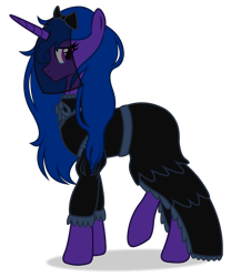 Size: 2500x3000 | Tagged: safe, artist:kitana762, artist:lycorislilly, derpibooru import, oc, oc only, oc:lacunae, alicorn, pony, fallout equestria, fallout equestria: project horizons, artificial alicorn, black dress, clothes, dress, fanfic art, looking at you, purple alicorn (fo:e), show accurate, simple background, solo, teary eyes, transparent background