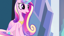 Size: 1280x720 | Tagged: safe, derpibooru import, screencap, princess cadance, alicorn, pony, the crystal empire, female, folded wings, magic, solo, wings