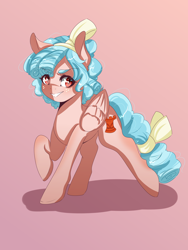 Size: 3000x4000 | Tagged: safe, alternate version, artist:mysteriathealicorn, derpibooru import, cozy glow, pegasus, pony, commission, commissioner:reversalmushroom, female, filly, simple background, smiling, solo, transparent background