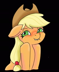 Size: 1707x2048 | Tagged: safe, artist:imposter dude, derpibooru import, applejack, earth pony, pony, blushing, female, floppy ears, lip bite, mare, medibang android, practice, silly face, solo