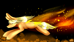 Size: 1920x1080 | Tagged: safe, artist:intfighter, derpibooru import, edit, applejack, earth pony, pony, black background, cropped, eyes closed, female, flying, mare, simple background, solo