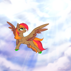 Size: 3000x3000 | Tagged: safe, artist:lazuli, derpibooru import, oc, oc only, pegasus, pony, commission, flying, looking up, pegasus oc, simple background, solo, transparent background, wings, ych result