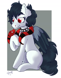 Size: 1452x1830 | Tagged: safe, artist:lechu-zaz, derpibooru import, oc, oc:sacrlet venom, pegasus, snake, fluffy tail, pet, red eyes, wings