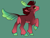 Size: 2800x2100 | Tagged: safe, artist:loryska, derpibooru import, oc, changepony, hybrid, green background, interspecies offspring, male, offspring, parent:pharynx, parent:tempest shadow, simple background, solo