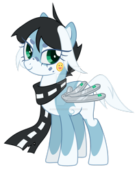 Size: 1920x2406 | Tagged: safe, artist:magicdarkart, derpibooru import, pony, amputee, artificial wings, augmented, clothes, deviantart watermark, obtrusive watermark, prosthetic limb, prosthetic wing, prosthetics, scarf, simple background, solo, transparent background, watermark, wings