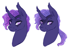 Size: 1078x762 | Tagged: safe, artist:amiookamiwolf, derpibooru import, oc, oc:lucius nights, oc:moonlit reverie, pony, bust, male, portrait, simple background, stallion, transparent background, twins