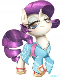 Size: 1510x1900 | Tagged: safe, alternate version, artist:phoenixrk49, derpibooru import, rarity, pony, unicorn, clothes, geta, japan, sandals, simple background, white background, yukata