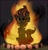 Size: 1508x1584 | Tagged: safe, artist:little-sketches, derpibooru import, oc, oc only, oc:cinderheart, unicorn, bonfire, chest fluff, comfy, commission, cute, demi-god, elemental, elemental pony, embers, female, fire, glowing mane, log, looking up, mare, ocbetes, on fire, sitting, smiling, smoke, solo