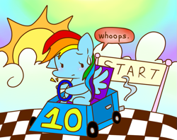 Size: 747x593 | Tagged: safe, artist:ameliayap, derpibooru import, rainbow dash, pegasus, pony, car, female, race, racecar, solo