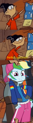 Size: 424x1566 | Tagged: safe, derpibooru import, edit, edited screencap, screencap, rainbow dash, eqg summertime shorts, equestria girls, get the show on the road, backwards ballcap, baseball cap, cap, clothes, cropped, double d, ed edd n eddy, edd, hand on hip, hat, jacket, meme, pants, rapper dash, sexy, smiling, zoomed in