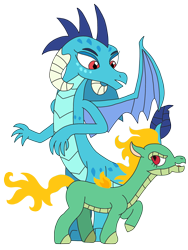 Size: 2448x3264 | Tagged: safe, artist:supahdonarudo, derpibooru import, princess ember, tianhuo, dragon, hybrid, longma, them's fightin' herds, dragoness, female, mane of fire, simple background, surprised, transparent background