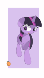 Size: 2150x3760 | Tagged: safe, artist:vultraz, derpibooru import, twilight sparkle, pony, /mlp/, drawthread, food, orange, raised hoof, solo