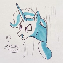 Size: 1080x1080 | Tagged: safe, artist:galaxy.in.mind, derpibooru import, tristan, trixie, pony, unicorn, angry, bust, curtains, male, rule 63, solo, stallion, talking, traditional art