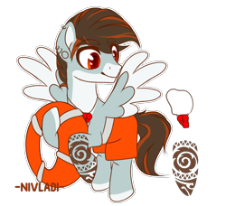 Size: 2092x1911 | Tagged: safe, alternate version, artist:nivladi, derpibooru import, oc, oc only, oc:summer waves, pegasus, pony, coat markings, ear piercing, earring, flying, jewelry, lifebuoy, lifeguard, male, piercing, raised hoof, simple background, solo, stallion, swimming trunks, tattoo, transparent background, trunks, whistle