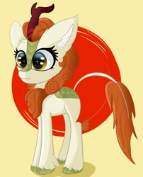 Size: 1920x2381 | Tagged: safe, artist:windy-pony, derpibooru import, autumn blaze, kirin, awwtumn blaze, big ears, cute, female, mare, simple background, solo