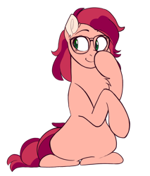 Size: 1024x1204 | Tagged: safe, artist:maikatystar, derpibooru import, oc, oc:cherry jam pie, earth pony, pony, glasses, offspring, parent:cheese sandwich, parent:pinkie pie, parents:cheesepie, simple background, solo, transparent background