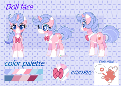 Size: 2073x1472 | Tagged: safe, artist:2pandita, derpibooru import, oc, pony, unicorn, bowtie, female, mare, reference sheet, solo