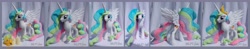 Size: 7120x1400 | Tagged: safe, artist:calusariac, derpibooru import, princess celestia, pony, crown, irl, jewelry, photo, plushie, regalia, solo