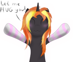 Size: 2020x1730 | Tagged: safe, artist:apple joy, derpibooru import, oc, oc only, oc:java, pony, unicorn, clothes, cute, female, hug, simple background, socks, solo, striped socks, transparent background