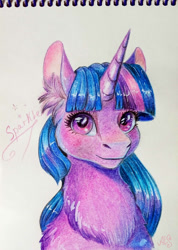 Size: 771x1080 | Tagged: safe, artist:alina-sherl, derpibooru import, twilight sparkle, pony, unicorn, chest fluff, ear fluff, solo, traditional art