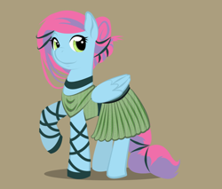 Size: 900x766 | Tagged: safe, alternate version, artist:askmerriweatherauthor, derpibooru import, oc, oc:tootie frootie, pegasus, pony, choker, clothes, dress, solo