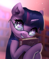 Size: 1873x2270 | Tagged: safe, artist:nookprint, derpibooru import, twilight sparkle, pony, unicorn, adorkable, book, cute, dork, female, glasses, leg fluff, mare, smiling, solo, twiabetes