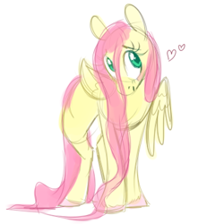 Size: 720x780 | Tagged: safe, artist:pastelperyton, derpibooru import, fluttershy, pegasus, pony, blushing, cute, female, heart, mare, shyabetes, simple background, solo, unshorn fetlocks, white background