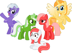Size: 6750x5000 | Tagged: safe, artist:melisareb, derpibooru exclusive, derpibooru import, oc, oc only, oc:comment, oc:downvote, oc:favourite, oc:hide image, oc:upvote, alicorn, earth pony, pegasus, pony, unicorn, absurd resolution, bracelet, colored wings, cute, derpibooru, derpibooru ponified, female, flying, gradient wings, jewelry, looking at each other, looking at you, mare, meta, necklace, ocbetes, ponified, rearing, ribbon, show accurate, shrunken pupils, simple background, sitting, transparent background, vector, wings