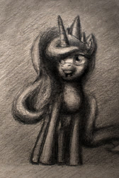 Size: 1000x1485 | Tagged: safe, artist:vaser888, derpibooru import, princess luna, alicorn, pony, grayscale, monochrome, traditional art