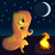 Size: 1200x1200 | Tagged: safe, artist:calinou, derpibooru exclusive, derpibooru import, fluttershy, pegasus, pony, campfire, female, fire, laigter, moon, night, pixel art, pixelorama, sad, side view, solo, stars