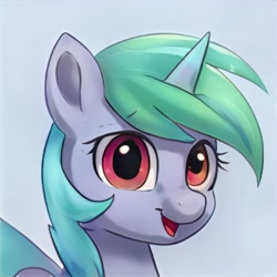 Size: 1024x1024 | Tagged: safe, artist:thisponydoesnotexist, derpibooru import, unicorn, female, mare, neural network, smiling