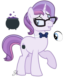 Size: 1552x1800 | Tagged: safe, artist:ashakalovsky, artist:semigod666, derpibooru import, oc, oc only, pony, unicorn, base used, bowtie, glasses, lip bite, magical lesbian spawn, male, multicolored hair, offspring, parent:potion nova, parent:twilight sparkle, parents:potionsparkle, raised hoof, simple background, solo, stallion, transparent background