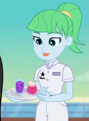 Size: 445x600 | Tagged: safe, derpibooru import, screencap, better together, equestria girls, spring breakdown, beverage, cropped, cruise ship, drink, female, solo, unnamed character, unnamed human, waitress