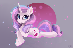 Size: 3000x2000 | Tagged: safe, artist:liquorice_sweet, derpibooru import, potion nova, unicorn, my little pony: pony life, female, heart eyes, lying down, mare, prone, simple background, solo, wingding eyes