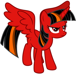 Size: 1600x1559 | Tagged: safe, derpibooru import, twilight sparkle, twilight sparkle (alicorn), alicorn, pony, edgy, female, red and black, simple background, solo, white background