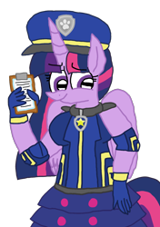 Size: 1080x1531 | Tagged: safe, artist:徐詩珮, derpibooru import, twilight sparkle, twilight sparkle (alicorn), alicorn, anthro, plantigrade anthro, series:sprglitemplight diary, series:sprglitemplight life jacket days, series:springshadowdrops diary, series:springshadowdrops life jacket days, alternate universe, chase (paw patrol), clothes, female, paw patrol, simple background, transparent background, ultimate rescue