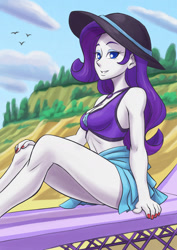 Size: 1240x1754 | Tagged: safe, artist:brother-tico, derpibooru import, rarity, better together, equestria girls, forgotten friendship, bedroom eyes, bikini, breasts, cleavage, clothes, female, lidded eyes, looking at you, sarong, schrödinger's pantsu, solo, swimsuit