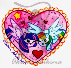 Size: 800x759 | Tagged: safe, artist:akemishikima, artist:shikimaakemi, derpibooru import, rainbow dash, twilight sparkle, twilight sparkle (alicorn), alicorn, pegasus, pony, female, holiday, lesbian, my little squishy, shipping, twidash, valentine's day