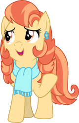 Size: 3000x4698 | Tagged: safe, artist:cloudyglow, derpibooru import, aunt holiday, earth pony, pony, the last crusade, absurd resolution, clothes, open mouth, raised hoof, scarf, simple background, solo, transparent background, vector
